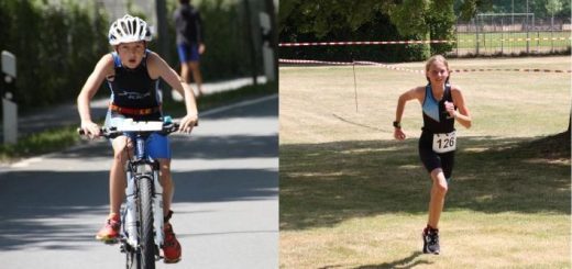 links: junge Radfahrerin - rechts: Läuferin